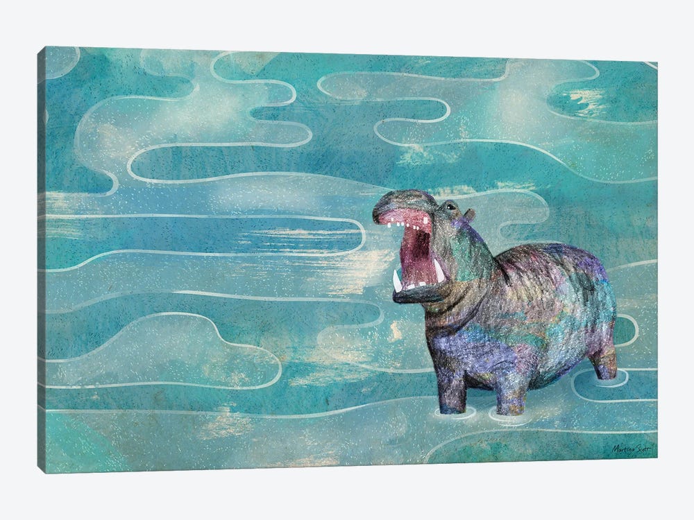 Hippo by Martina Scott 1-piece Canvas Wall Art