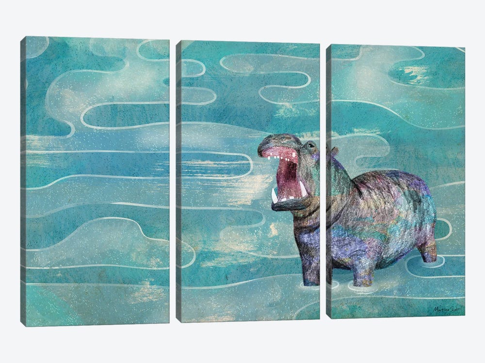 Hippo by Martina Scott 3-piece Canvas Art