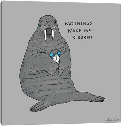 Mornings Make Me Blubber Canvas Art Print - Walruses