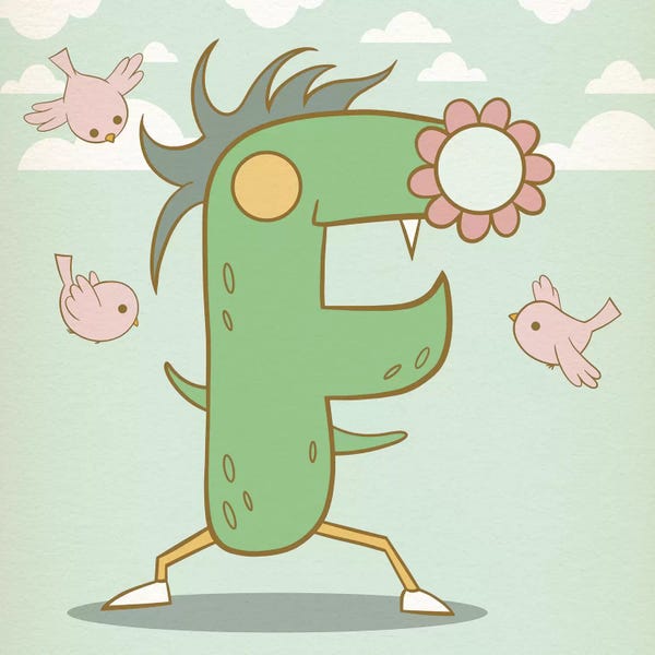 Canvas Print: F - Monster Alphabet by 5by5collective