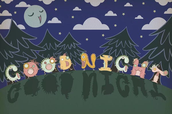 Kids Educational Art: Good Night by 5by5collective