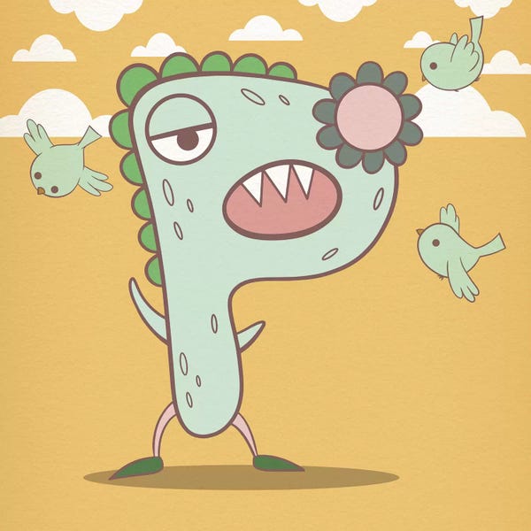 Canvas Print: P - Monster Alphabet by 5by5collective
