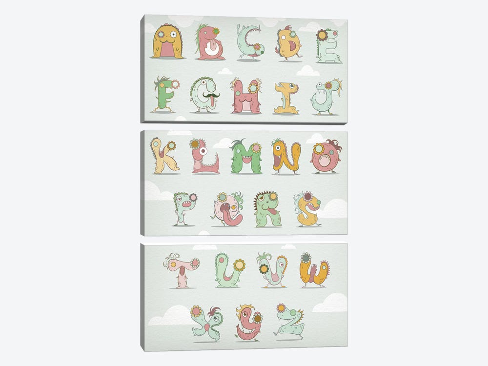 Alphabet Chart1 by 5by5collective 3-piece Canvas Print
