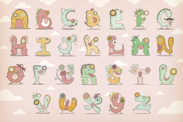 Kids Educational Art: Alphabet Chart2 by 5by5collective