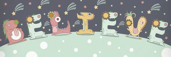 Kids Educational Art: Believe by 5by5collective