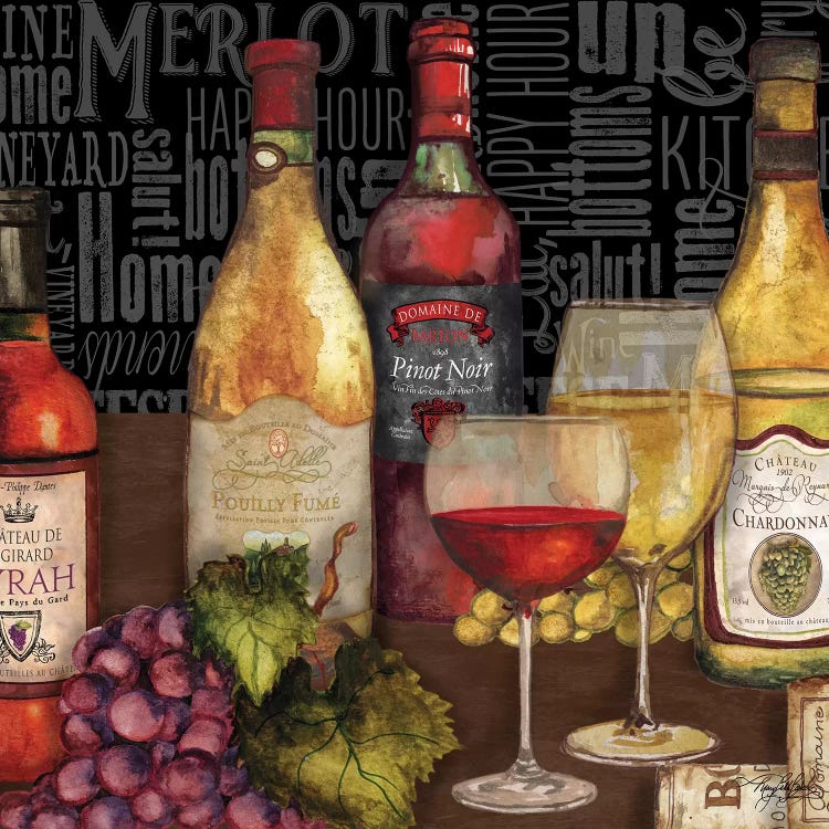 Wine Still Life On Black by Mary Beth Baker wall art