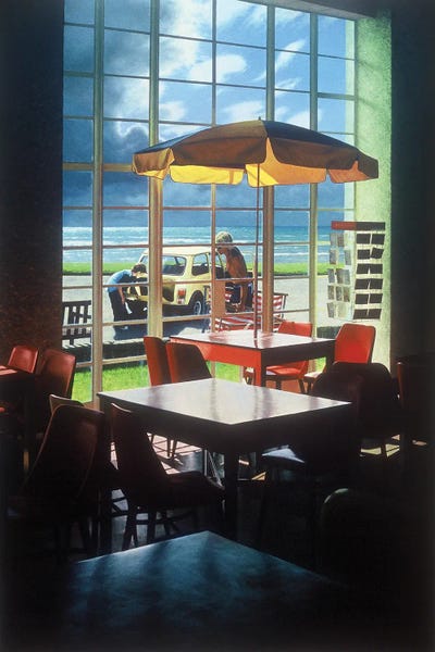 Mike Briscoe - Canvas Prints: Day At The Beach Cafe by Mike Briscoe