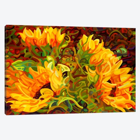 Four Sunflowers Canvas Print #MBD4} by Mandy Budan Art Print