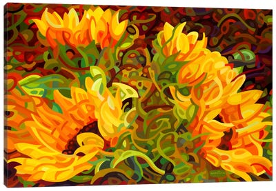 Four Sunflowers Canvas Art Print - Sunflower Art