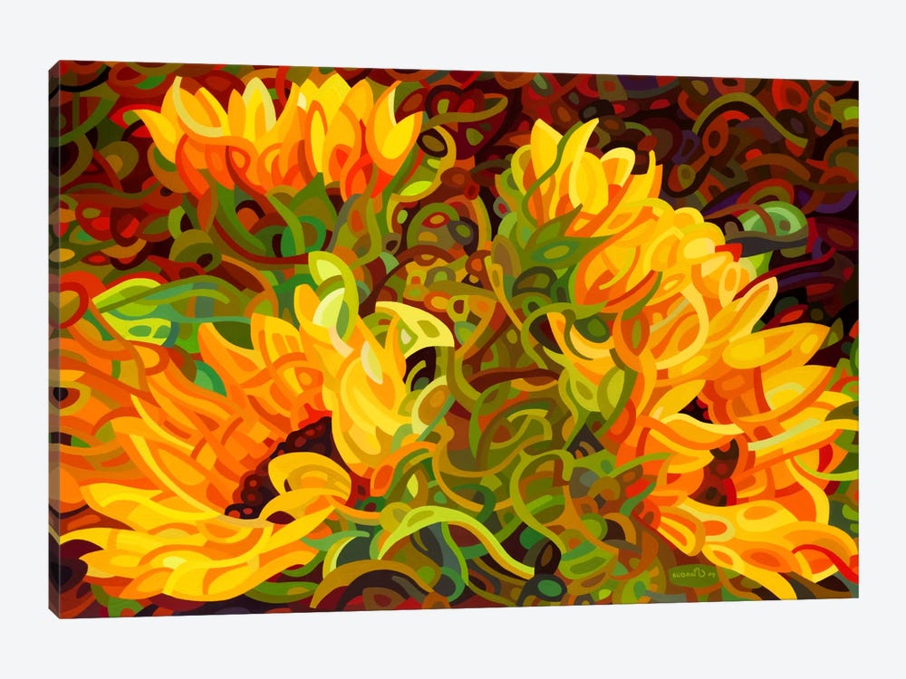 Four Sunflowers by Mandy Budan 1-piece Art Print