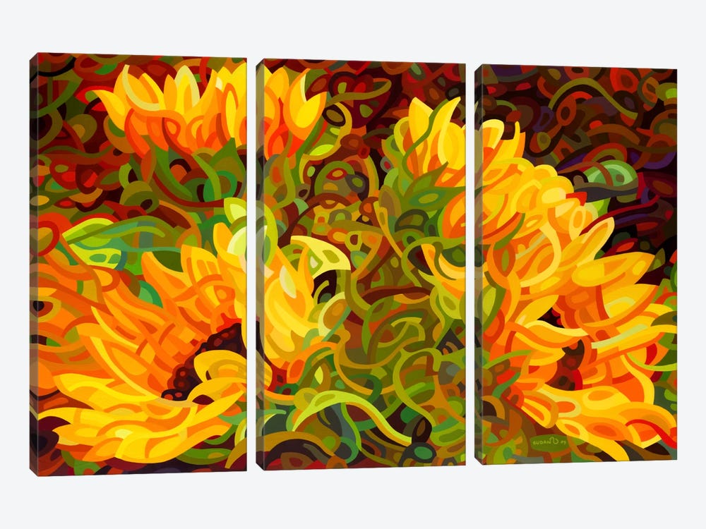 Four Sunflowers by Mandy Budan 3-piece Canvas Print