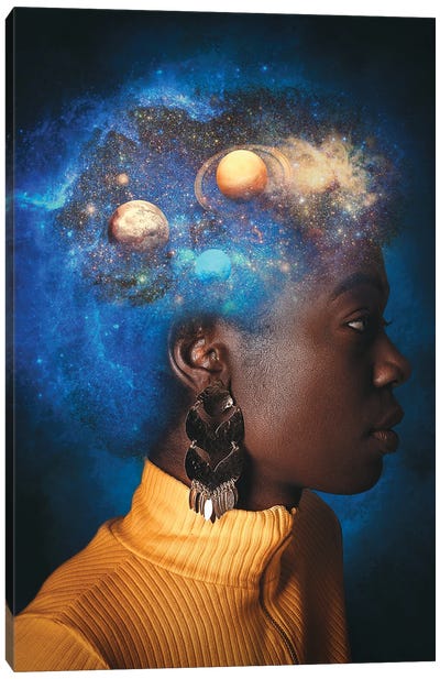 Afro Universe Canvas Art Print - Orange & Teal