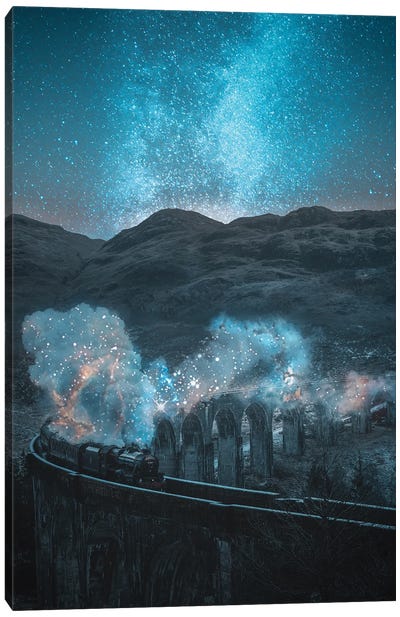 Space Train Canvas Art Print - Marischa Becker