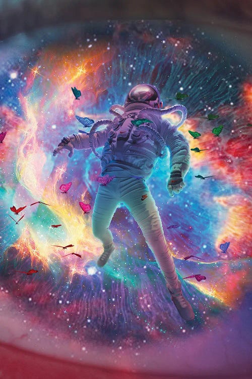 Spaceman And Butterflies by Marischa Becker wall art