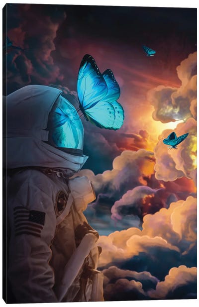 The Social Butterfly Canvas Art Print - Astronaut Art