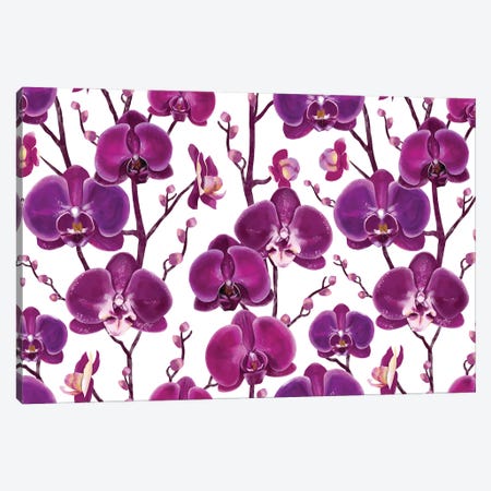 Purple Orchid Pattern Canvas Print #MBL102} by Marble Art Co Canvas Wall Art