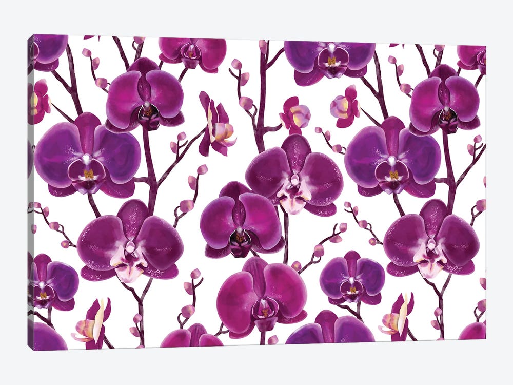 Purple Orchid Pattern by Marble Art Co 1-piece Canvas Art