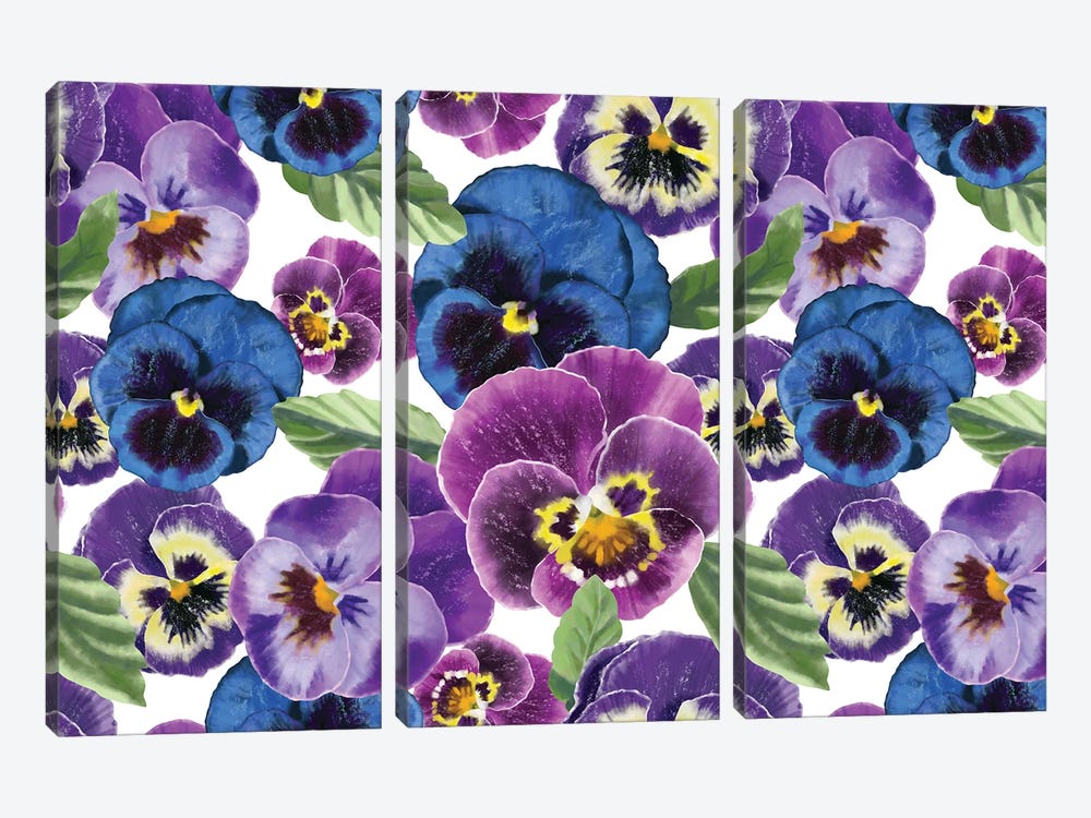 Pansies Flowers by Marble Art Co 3-piece Canvas Art