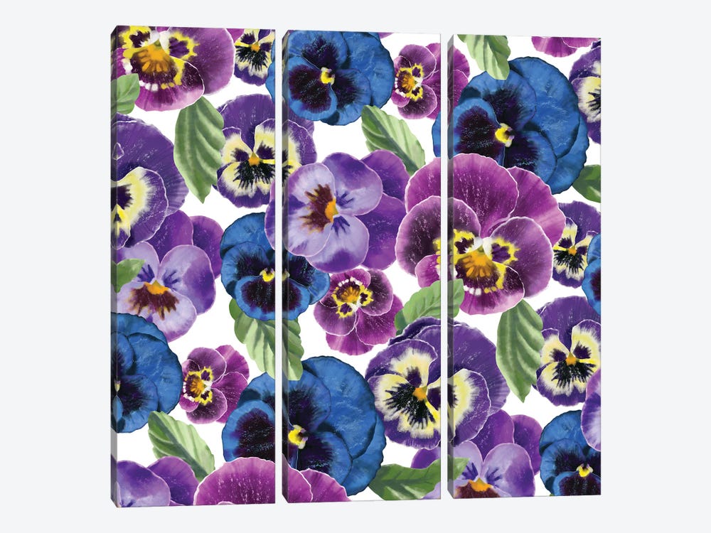 Pansies Blooms by Marble Art Co 3-piece Canvas Print