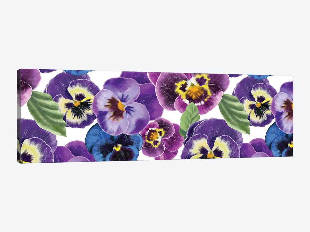 Blue And Purple Pansies Blossoms by Marble Art Co 1-piece Canvas Artwork