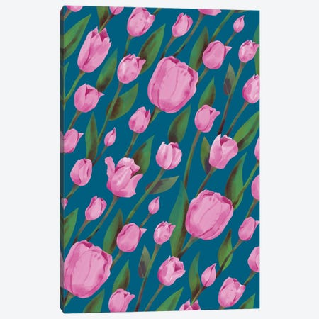 Pink Tulip Field Canvas Print #MBL114} by Marble Art Co Canvas Artwork