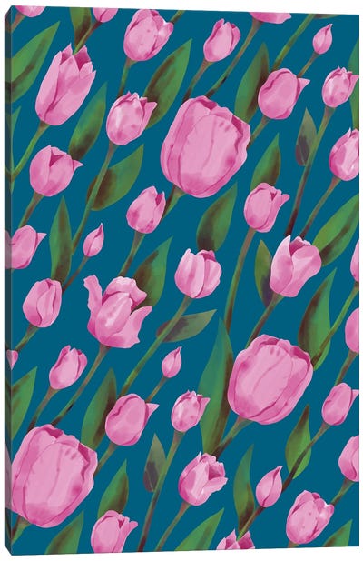 Pink Tulip Field Canvas Art Print - Marble Art Co