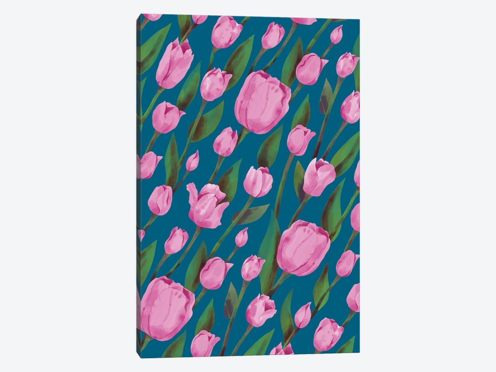 Pink Tulip Field by Marble Art Co 1-piece Canvas Art Print
