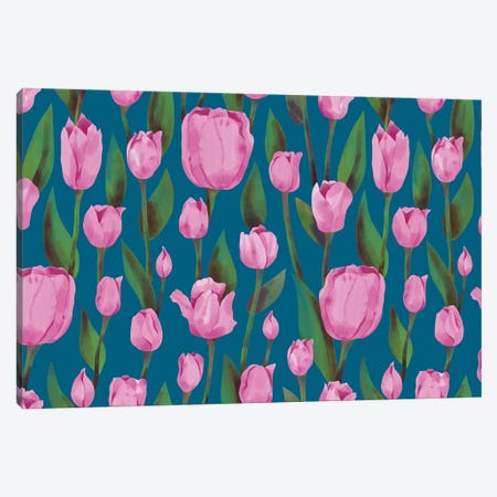 Tulip Blooms Canvas Print #MBL117} by Marble Art Co Canvas Artwork