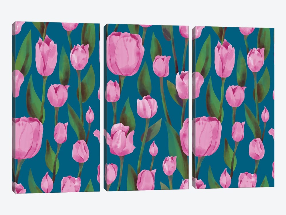 Tulip Blooms by Marble Art Co 3-piece Canvas Artwork