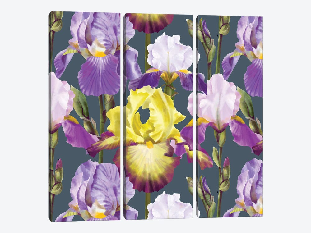 Iris Blossoms by Marble Art Co 3-piece Canvas Artwork