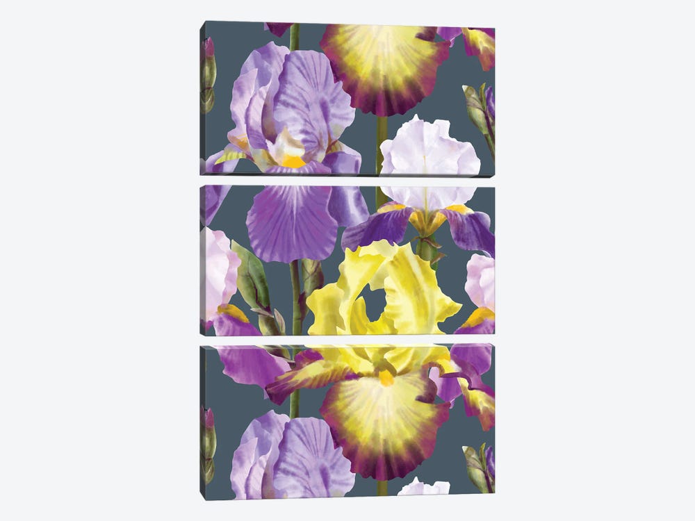 Yellow Iris Summer by Marble Art Co 3-piece Canvas Print