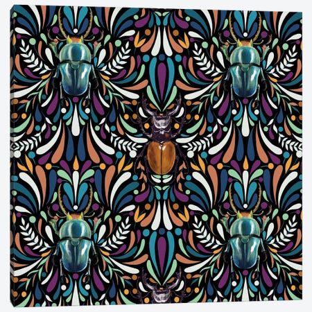 Tropical Beetles Ornament Canvas Print #MBL83} by Marble Art Co Canvas Art Print
