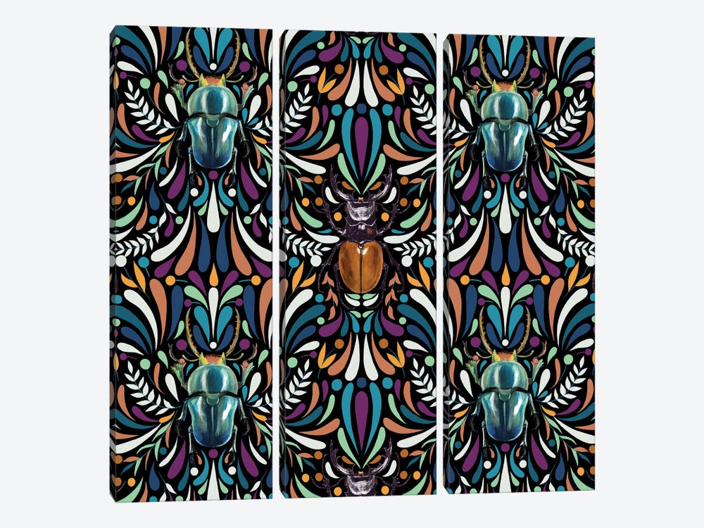 Tropical Beetles Ornament by Marble Art Co 3-piece Canvas Art