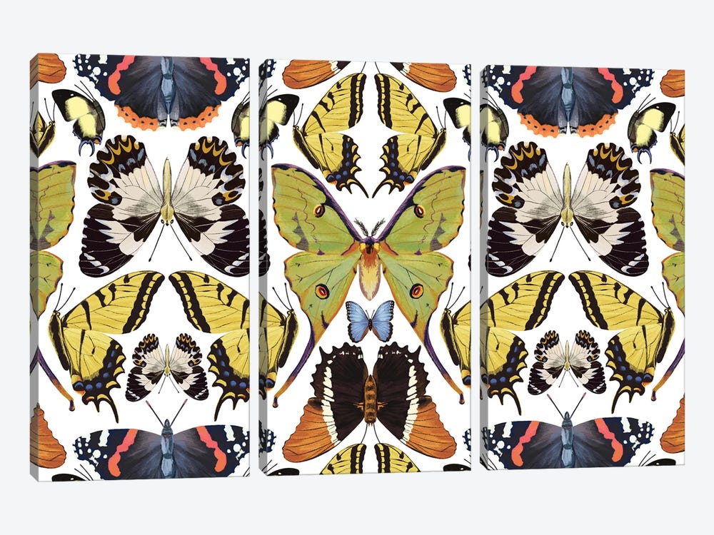 Butterfly Pattern by Marble Art Co 3-piece Canvas Art Print