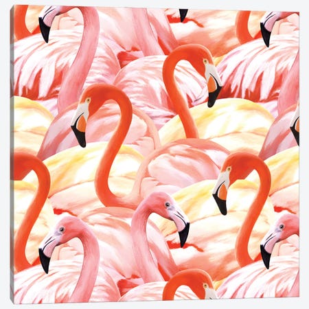 Pink Flamingoes Canvas Print #MBL92} by Marble Art Co Canvas Wall Art