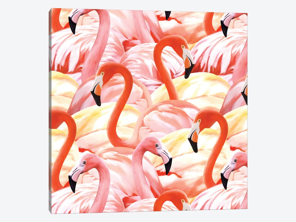 Pink Flamingoes by Marble Art Co 1-piece Canvas Art