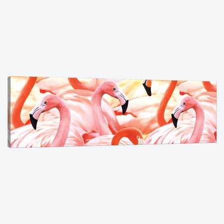 Tropical Flamingoes Canvas Print #MBL93} by Marble Art Co Canvas Art