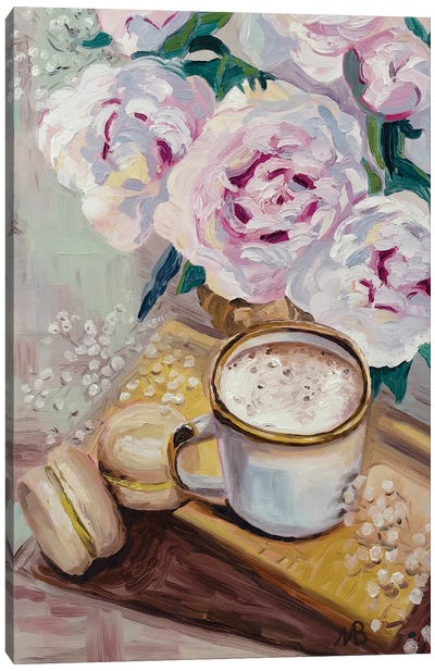 Coffee And Macaroons Canvas Art Print - Macaron Art