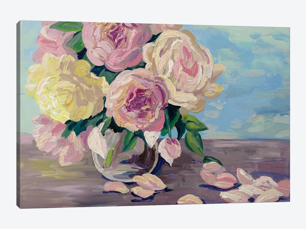 Vase With Peonies by Marina Beresneva 1-piece Canvas Art Print