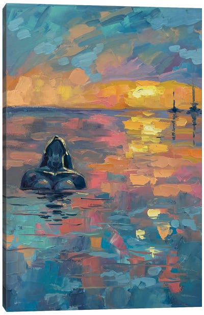 A Girl In The Sunset Canvas Art Print - Marina Beresneva