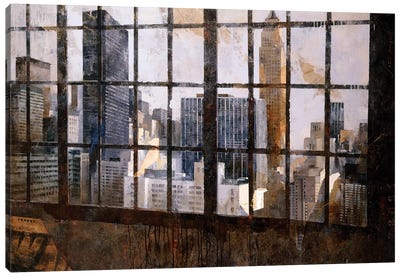 Window Over Empire State Canvas Art Print - Industrial Décor