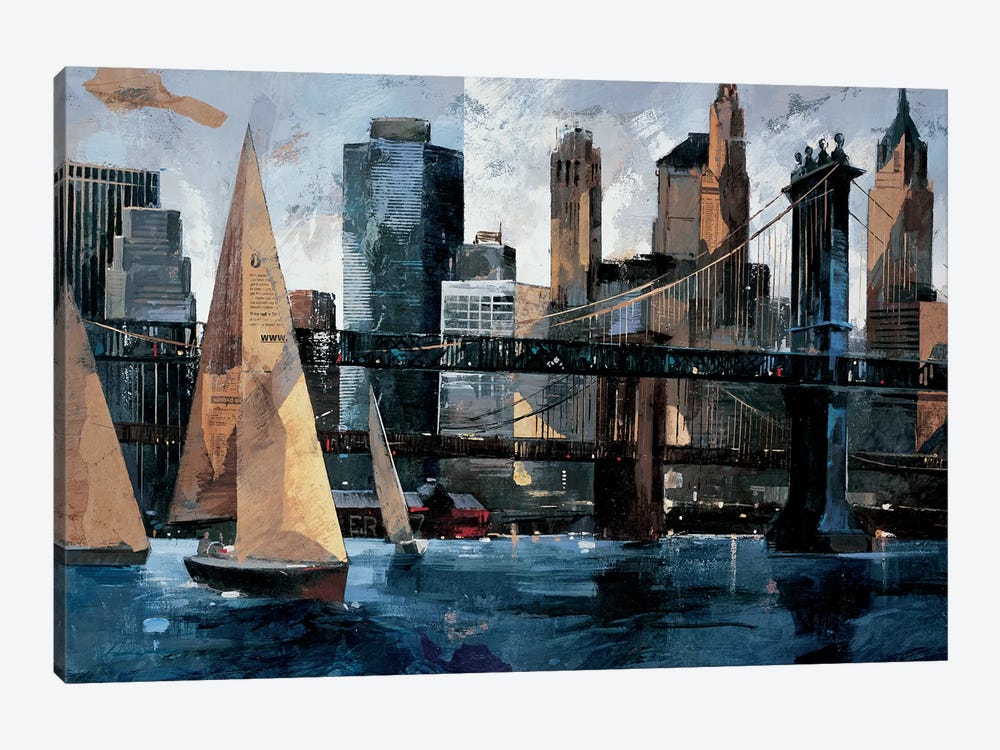Sailboat In Manhattan II by Marti Bofarull 1-piece Canvas Art