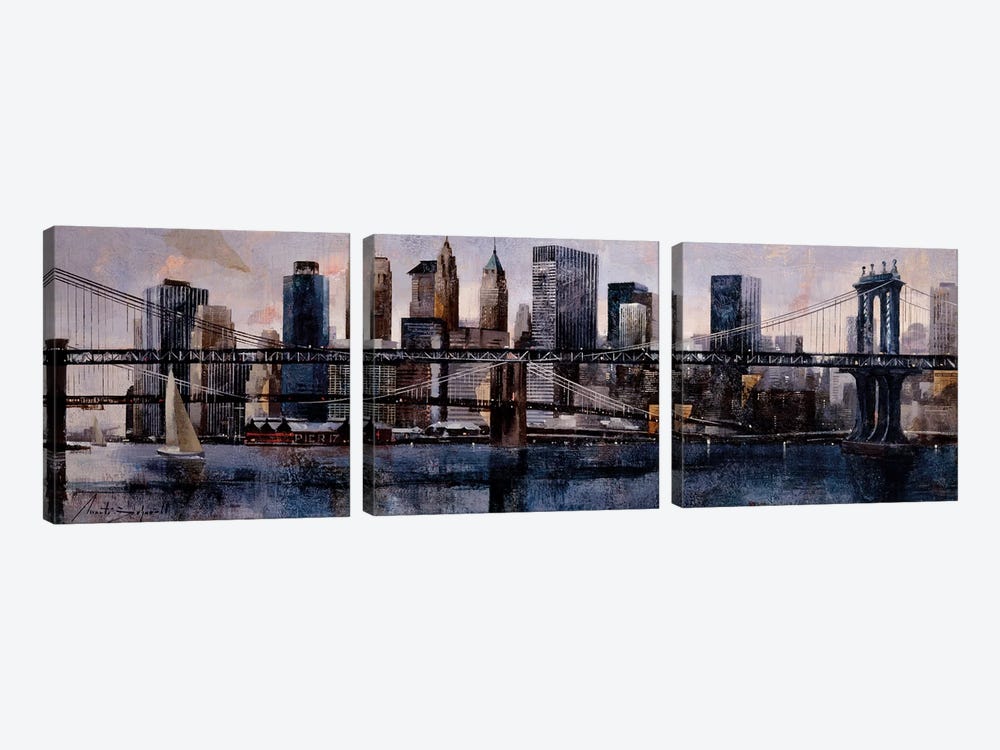 Brooklyn And Manhattan Bridges by Marti Bofarull 3-piece Art Print