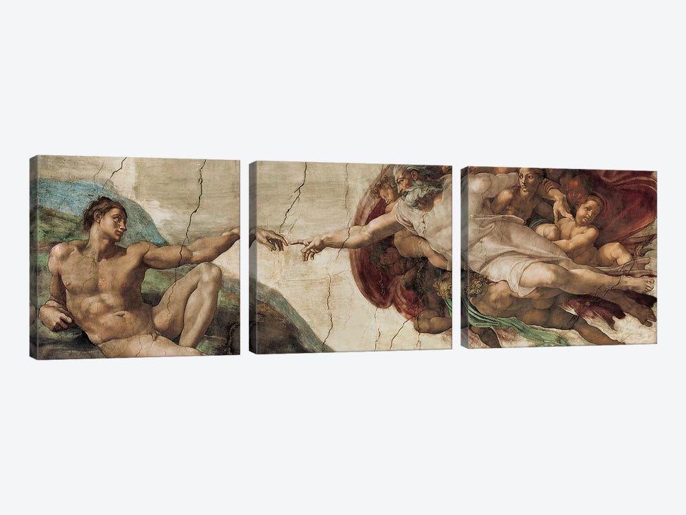 Creazione di Adamo by Michelangelo 3-piece Canvas Print