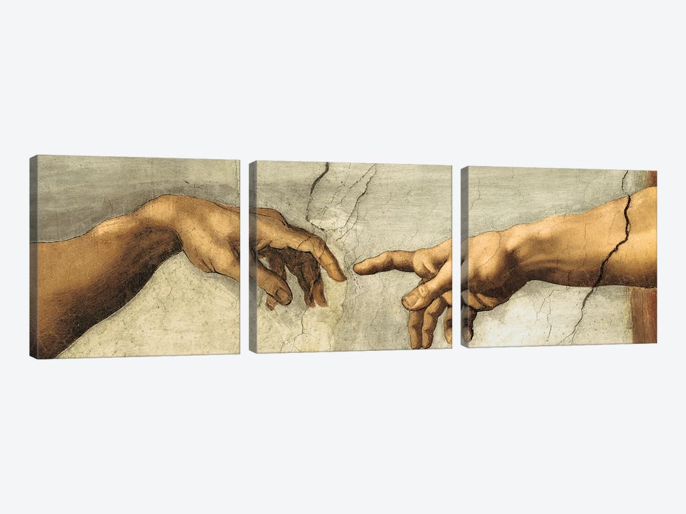 Creazione di Adamo, Detail by Michelangelo 3-piece Canvas Art