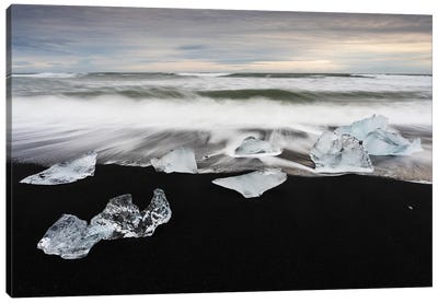 Black Sand & Crystal Ice Canvas Art Print - Mauro Battistelli