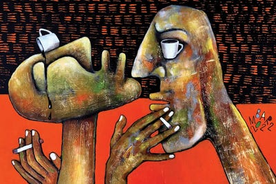 Coffee Break by Mikhail Baranovskiy framed canvas print