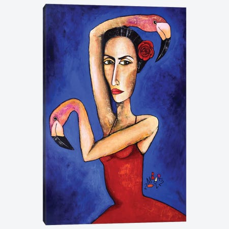 Flamenco-Flamingo Canvas Print #MBV44} by Mikhail Baranovskiy Canvas Artwork