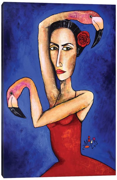 Flamenco-Flamingo Canvas Art Print - Mikhail Baranovskiy