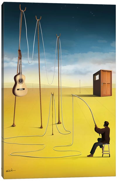 O Pescador de Violão (The Guitar Fisherman) Canvas Art Print - Surrealism Art